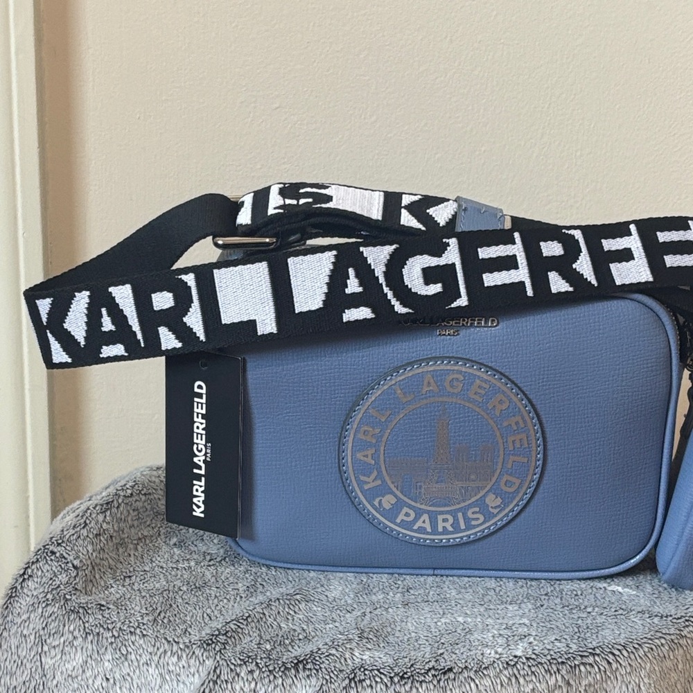 NWT Karl Lagerfeld Paris Maybelle Camera Crossbody bag - Blue Fog - Picture 5 of 16